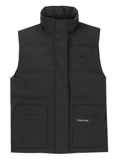 Canada Goose High Neck Padded Sleeveless Coat With Minimalist Design In Black