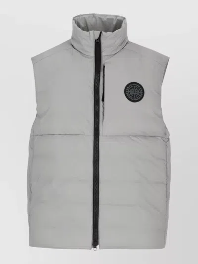 Canada Goose High Neck Padded Sleeveless Zip Pocket Coat In Gray