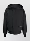 Canada Goose Hooded Bomber Jacket Featuring Front Pockets In Black