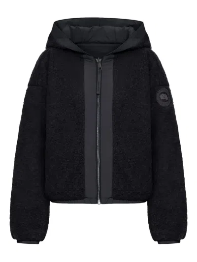 Canada Goose Alberini Reversible High Pile Fleece Bomber Jacket In Black