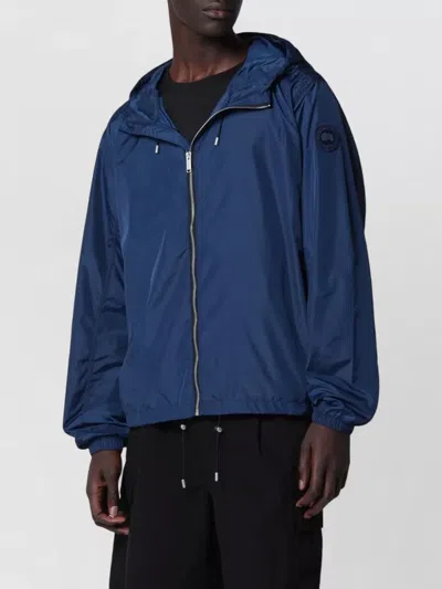 Canada Goose Hooded Jacket Featuring Elastic Cuffs In Blue
