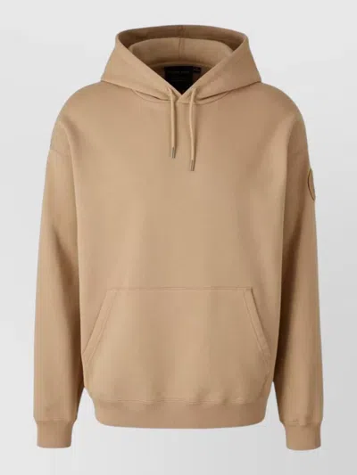 Canada Goose Hooded Knit Jacket Drawstring Kangaroo Pocket In Brown