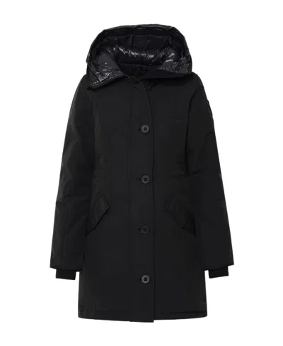 Canada Goose Hooded Logo-patch Coat In Black