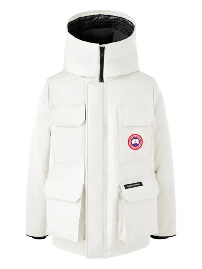 Canada Goose Kids' Hooded Logo-patch Coat In White