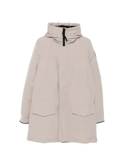 Canada Goose Hooded Logo-patch Coat In Neutral