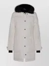 Canada Goose Hooded Long Quilted Jacket With Adjustable Cuffs In White