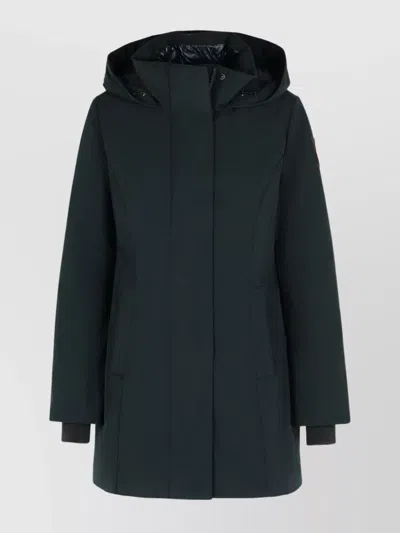 Canada Goose Hooded Long Sleeve Polyester Cotton Coat In Black