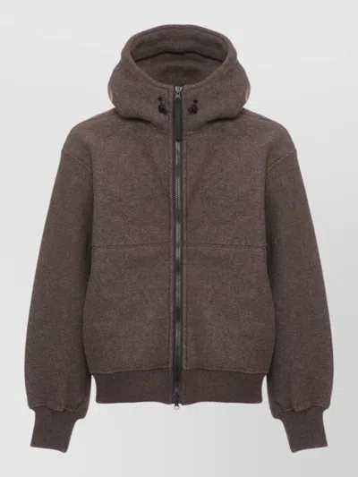 Canada Goose High-neck Brown Jacket With Adjustable Hood And Textured Finish