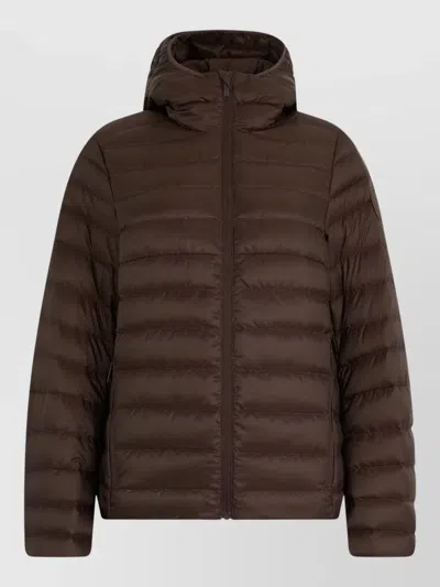 Canada Goose Hooded Padded Jacket Horizontal Quilting In Brown