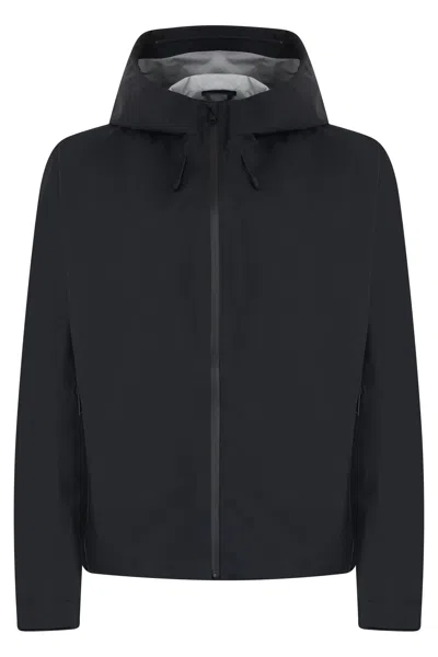 Canada Goose Hooded Polyester Raincoat In Black
