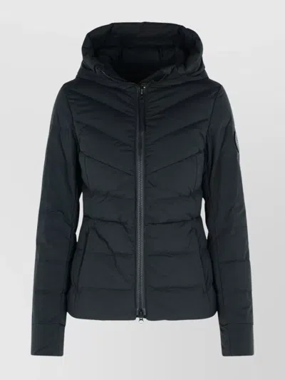 Canada Goose Hooded Quilted Jacket Side Pockets In Black