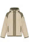 Canada Goose Hooded Shearling Effect Jacket With Contrast Panels In Neutral