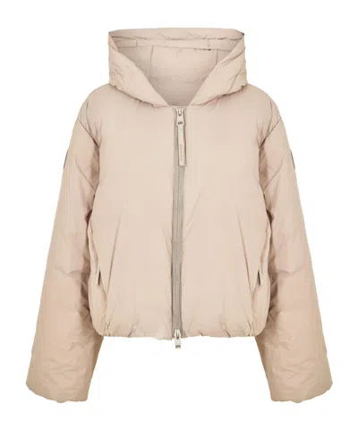 Canada Goose Hooded Short Padded Jacket In Brown