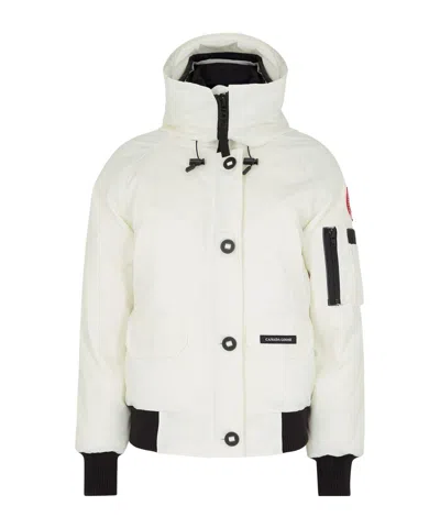 Canada Goose Hooded Short Workwear-style Down Jacket In White