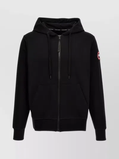 CANADA GOOSE HOODED SWEATER WITH FRONT POCKETS AND RIBBED CUFFS