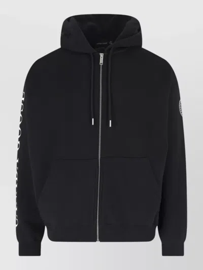 Canada Goose Hooded Sweatshirt Cuffs Hem In Knit Trim In Black