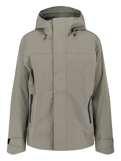 Canada Goose Minimalist Green Jacket With Concealed Zipper And Functional Features In Gray