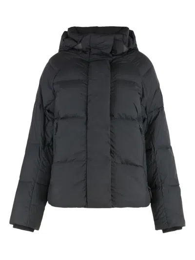 Canada Goose Hooded Zip Puffer Jacket In Black