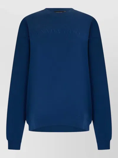 Canada Goose Hoodie Embroidered Logo Front Crew Neck In Blue