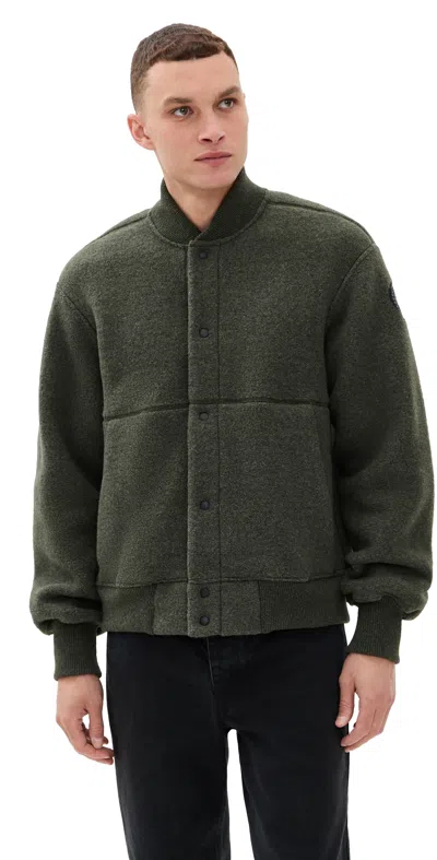 Canada Goose Hudson Black Disc Fleece Bomber Dark Sage In Green
