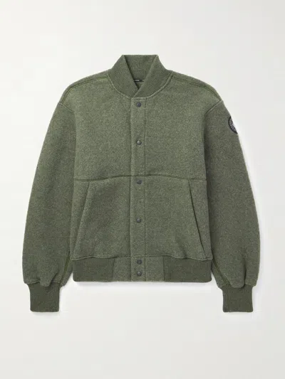 Canada Goose Fleece Bomber Jacket With Ribbed Collar And Cuffs In Gray
