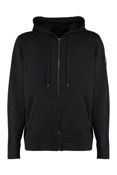 Canada Goose Hooded Sweater With Front Pockets And Ribbed Cuffs In Black