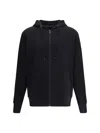 Canada Goose High Collar Black Full-zip Hoodie With Kangaroo Pocket In Blue