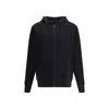 Canada Goose High Collar Black Full-zip Hoodie With Kangaroo Pocket In Blue