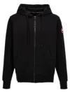 Canada Goose High Collar Black Full-zip Hoodie With Kangaroo Pocket In Black