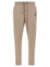 Canada Goose Cotton Track-pants With Ribbed Cuffs In Neutral