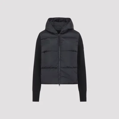 Canada Goose Hybrid Wide Quilted Knit Hoodie In Black