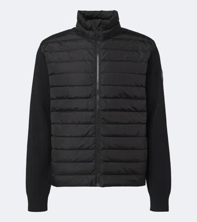 Canada Goose Hybridge Flavio Down-paneled Wool Cardigan In Black