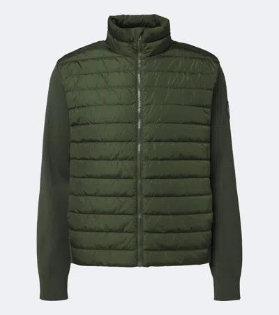 Canada Goose Hybridge Flavio Down-paneled Wool Cardigan In Green