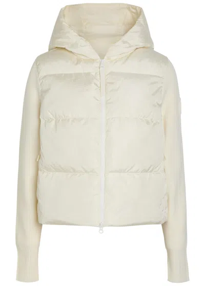 Canada Goose Hybridge Hooded Shell And Wool-blend Jacket In White