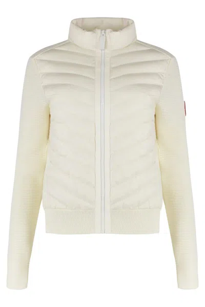 Canada Goose Hybridge Padded Front Panel Cardigan In White