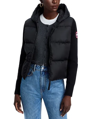 Canada Goose Hybridge Quilted Knit Hoody Jacket In Black
