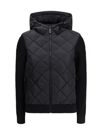 Canada Goose Hybridge® Quilted Knit Hooded Down Jacket In Black
