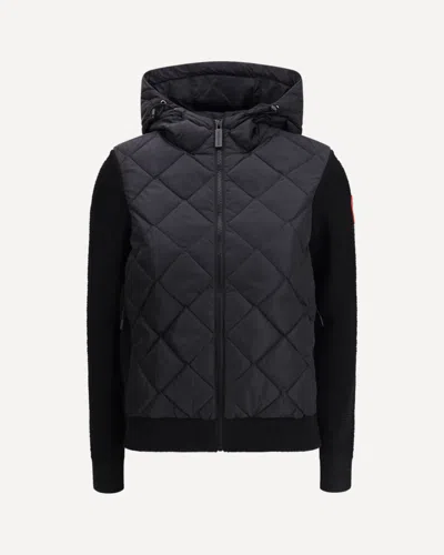 Canada Goose Hybridge Quilted Knit Hooded Down Jacket In Black