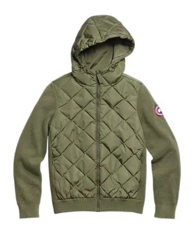 Canada Goose Hybridge Quilted Knit Hooded Down Jacket In Green