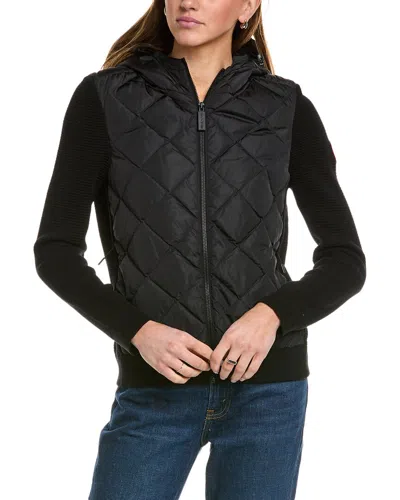 Canada Goose Hybridge Cardigan With Padded Front Panel In Black