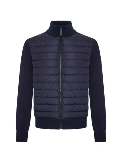 Canada Goose Hybridge Quilted-panel Knit Jacket In Blue