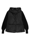 Canada Goose Short Down Jacket With Hood And Knit Sleeves In Blue