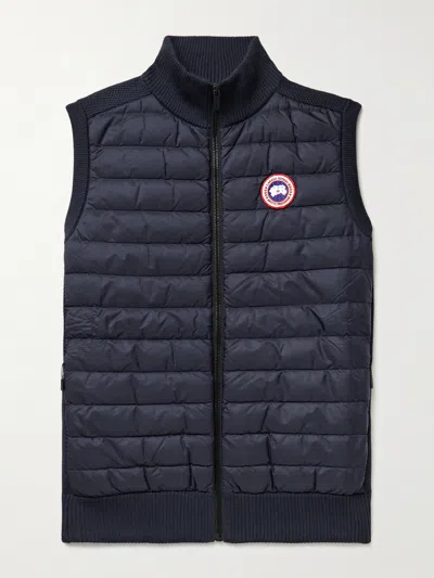 Canada Goose Hybridge Slim-fit Merino Wool And Quilted Nylon Down Gilet In Black