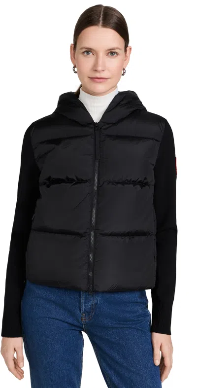 CANADA GOOSE HYBRIDGE WIDE QUILT KNIT HOODIE BLACK