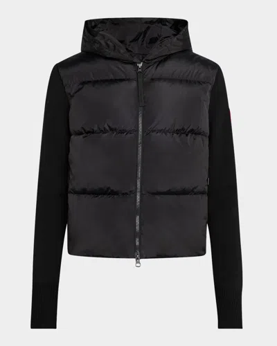 Canada Goose Hybridge Wide Quilt Knit Hoodie Jacket In 61 Black