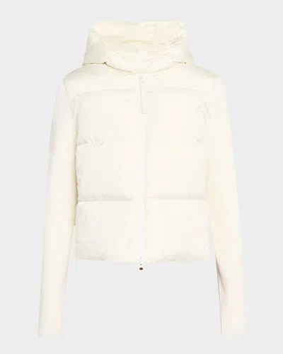 Canada Goose Hybridge Wide Quilt Knit Hoodie Jacket In Cottongrass