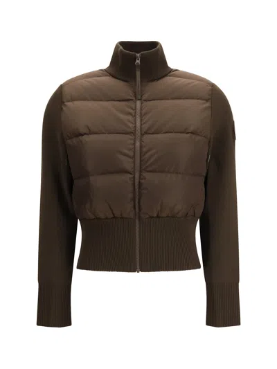 Canada Goose Hybridge Wide Quilt Knit Jacket Tonal Disc In Brown