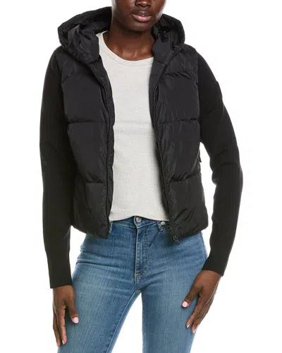 Canada Goose Hybridge Wide Quilt Knit Wool Hoodie In Black