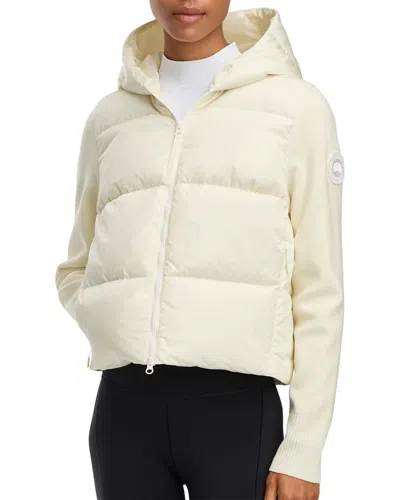 Canada Goose Hybridge Hooded Shell And Wool-blend Jacket In White