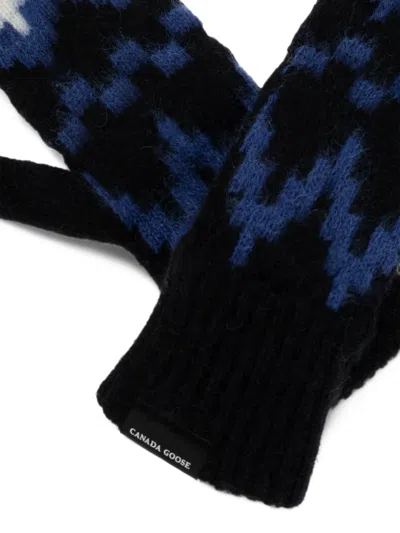 Canada Goose Intarsia-knit Mittens In Blue